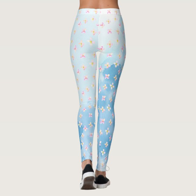 Söt Rosa Peach Flowers Leggings (Baksida)