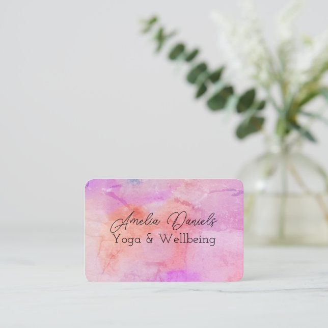 Söt Rosa Peach  vattenfärg Visitkort (Stående Fram)