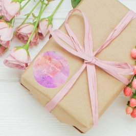 Söt Rosa Peach  Watercolor Handmade av Runt Klistermärke