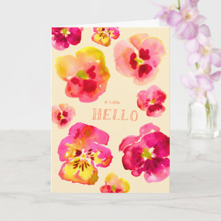 Söt rosa pensé ljus blomster kort