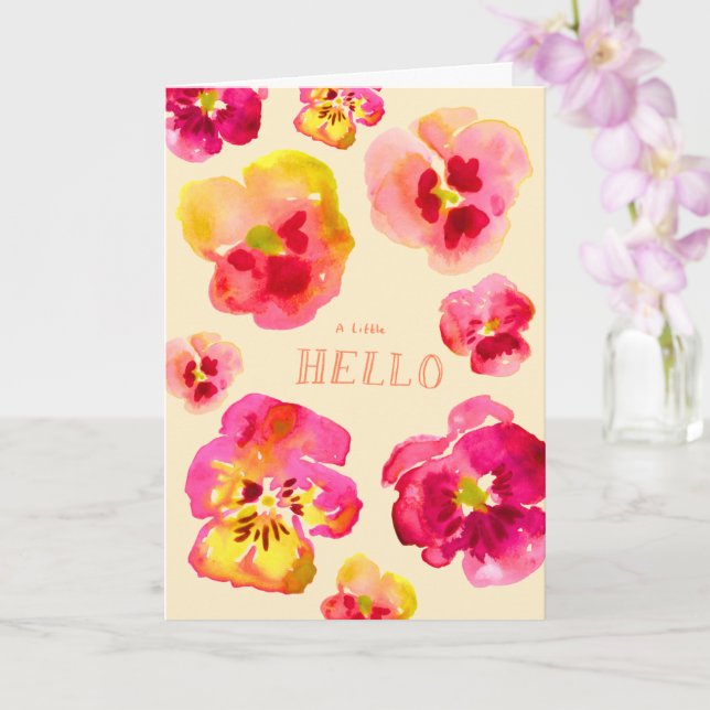 Söt rosa pensé ljus blomster  kort (Orkide)