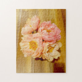 Söt Rosa Peonies Blommigt Bouquet Pussel