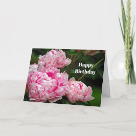 Söt Rosa Peonies Blommigt Fotofödelsedag Kort