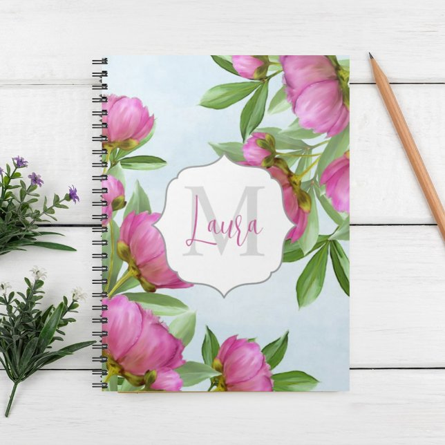 Söt Rosa Peonies Bouquet bärbar dator Anteckningsbok (Skapare uppladdad)