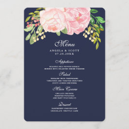 Söt Rosa Peonies Menu-kort (5x7) Meny