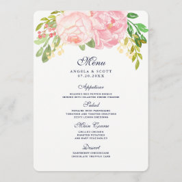 Söt Rosa Peonies Menu-kort (5x7) Meny