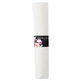 Söt Rosa Peonies on Black Bröllop Napkin Band
