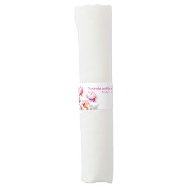 Söt Rosa Peonies on White Bröllop Napkin Band