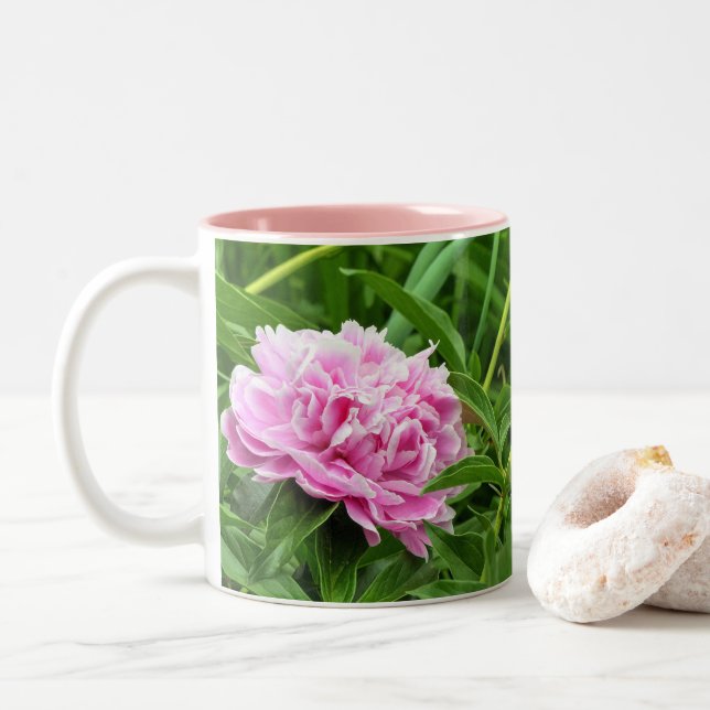 Söt Rosa Peony Två-Tonad Mugg (Med munk)