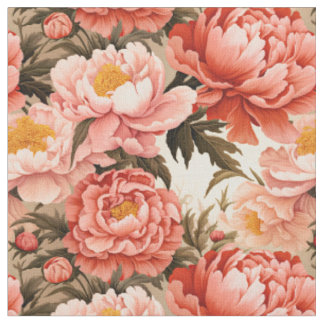 Söt Rosa Peony Vintage Blommönster Tyg