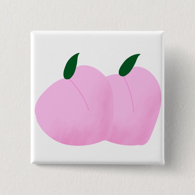 Söt Rosa Persika Frukt Älskare Gåva Knapp (Framsida)
