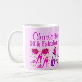 SÖT ROSA PERSONLIG 50:E BIRTHDAY MUGG