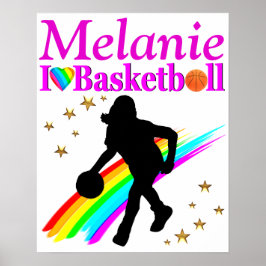 SÖT ROSA PERSONLIG BASKETBALL POSTER