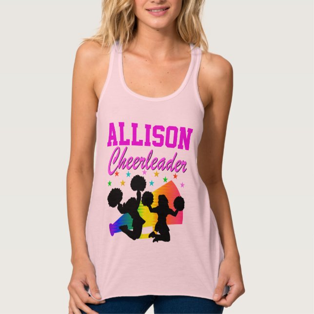 SÖT ROSA PERSONLIG CHEERLEADER TANKTOP LINNE MED RACERBACK  (Framsida)