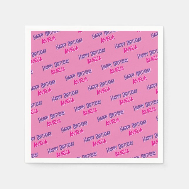 Söt Rosa personlig Födelsedag Pappersservett (Framsidan)