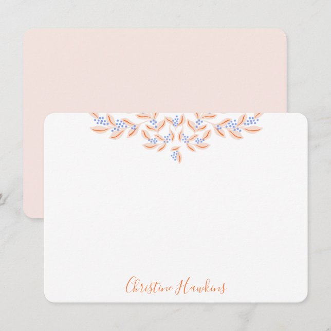 Söt  Rosa Personlig för vattenfärg Anteckningskort (Fram/baksida)