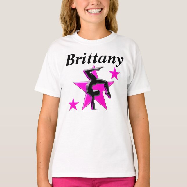 SÖT ROSA PERSONLIG GYMNASTICS TSHIRT TEE SHIRT (Framsida)