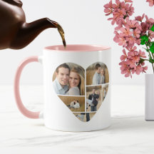 Söt Rosa Personlig Kärlek Hjärtan Fotokollage