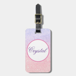 Söt Rosa Personlig Namn Glitter Resa Bagagebricka