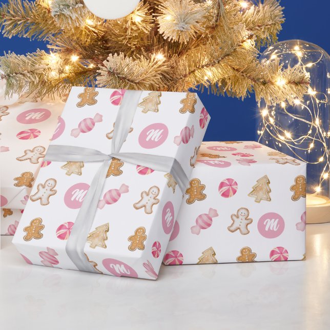 Söt Rosa Personlig Pepparkaks Mönster Presentpapper (Helgdagar)