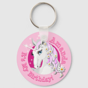 Söt Rosa Personlig Unicorn Födelsedagsfest Cl Nyckelring