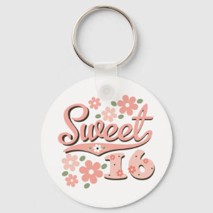 Söt Rosa Petal Sweet 16 Keychain Nyckelring
