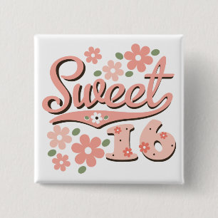 Söt Rosa Petal Sweet 16 Pin Knapp
