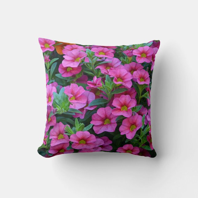 Söt rosa petunia-blommor kudde (Framsida)