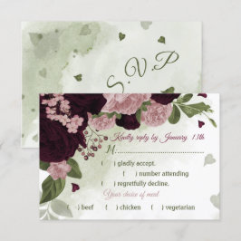 söt rosa plum burgundblomma grönt val av måltid OSA kort