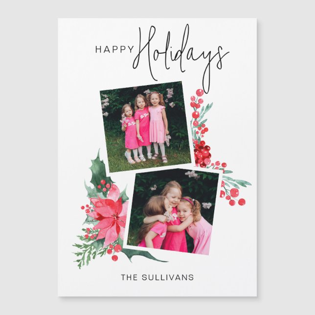 Söt Rosa Poinsettia & Holly 2-Photo (Framsida)