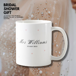 Söt Rosa Polka Dot Bride Mugg med Anpassningsbar D