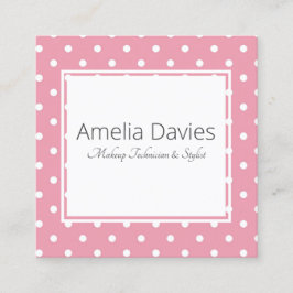 Söt Rosa Polka Dot Fyrkantigt Visitkort