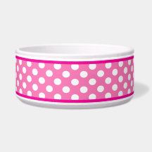 Söt Rosa Polka Dot Mönster Ceramic Hund Bowl