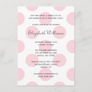 Söt Rosa Polka dots Flicka Shower-inbjudan Inbjudningar