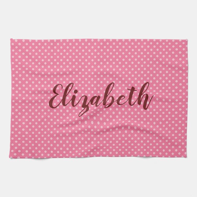 Söt Rosa Polka dots Kökshandduk (Horisontell)