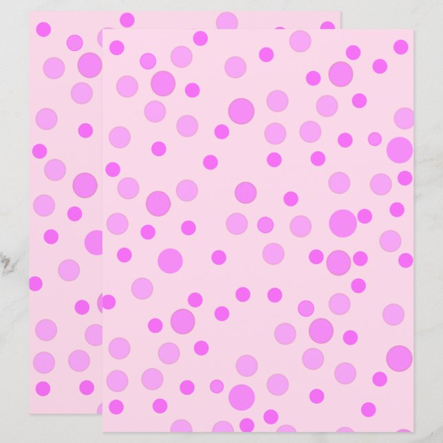 Söt Rosa Polka dots, Ljusa rosa skrapbok Papper (Fram/baksida)