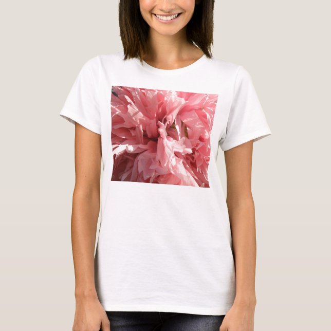 Söt Rosa Poppy Dam T Shirt (Framsida)