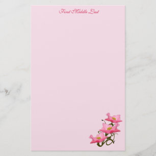 Söt Rosa Poppy Flowers Photo Anpassningsbar Brevpapper