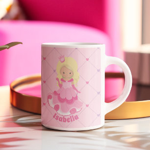 Söt Rosa Princess Blonde Girl Anpassningsbar Kids Kaffemugg
