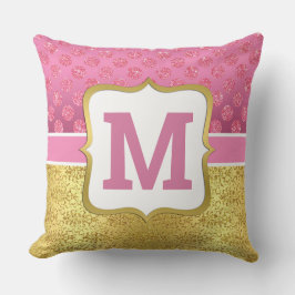 Söt Rosa Princess Glitter Dots & Guld Art Deco Kudde