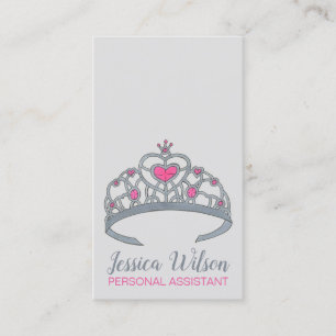 Söt Rosa Princess Party Silver Tiara Krona Visitkort