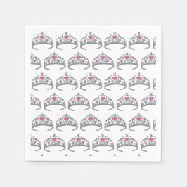 Söt Rosa Princess Tiara Födelsedagsfest Girl Pappersservett