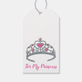 Söt Rosa Princess Tiara Födelsedagsfest Girl Presentetikett