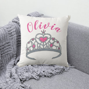 Söt Rosa Princess Tiara Krona Personlig Kudde