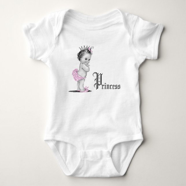 Söt rosa prinsessa bebis t-shirts för flickor (Framsida)