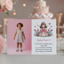 Söt Rosa Prinsessa Foto Barn Födelsedagsfest
