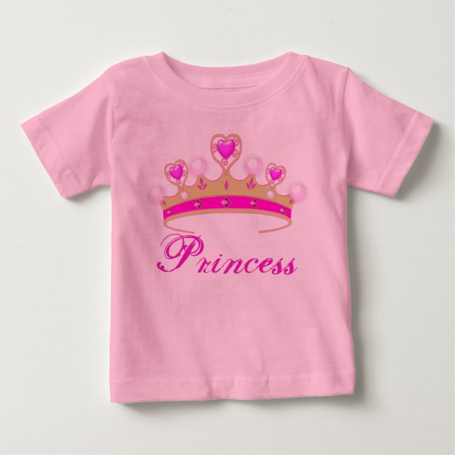 Söt Rosa Prinsessa Tiara Baby Tutu Kroppsoverall T Shirt (Framsida)