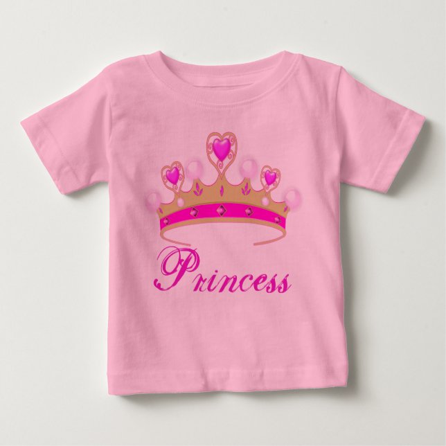 Söt Rosa Prinsessa Tiara Baby Tutu Strampelbyxa T Shirt (Framsida)