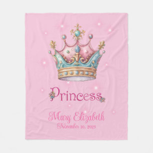 Söt Rosa Prinsessakrona Fleecefilt