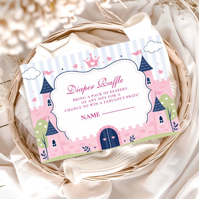 Söt Rosa Prinsessslott Blöja Lotteri Tilläggskort (Skapare uppladdad)